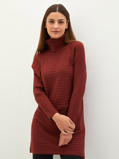 Turtleneck Striped Long Sleeve Women's Knitwear Tunic