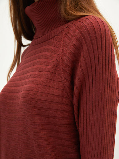 Turtleneck Striped Long Sleeve Women's Knitwear Tunic