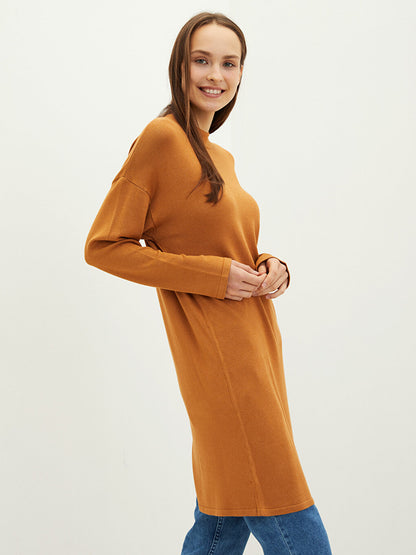 Half Turtleneck Plain Long Sleeve Women's Knitwear Tunic