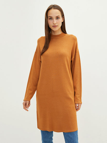 Half Turtleneck Plain Long Sleeve Women's Knitwear Tunic