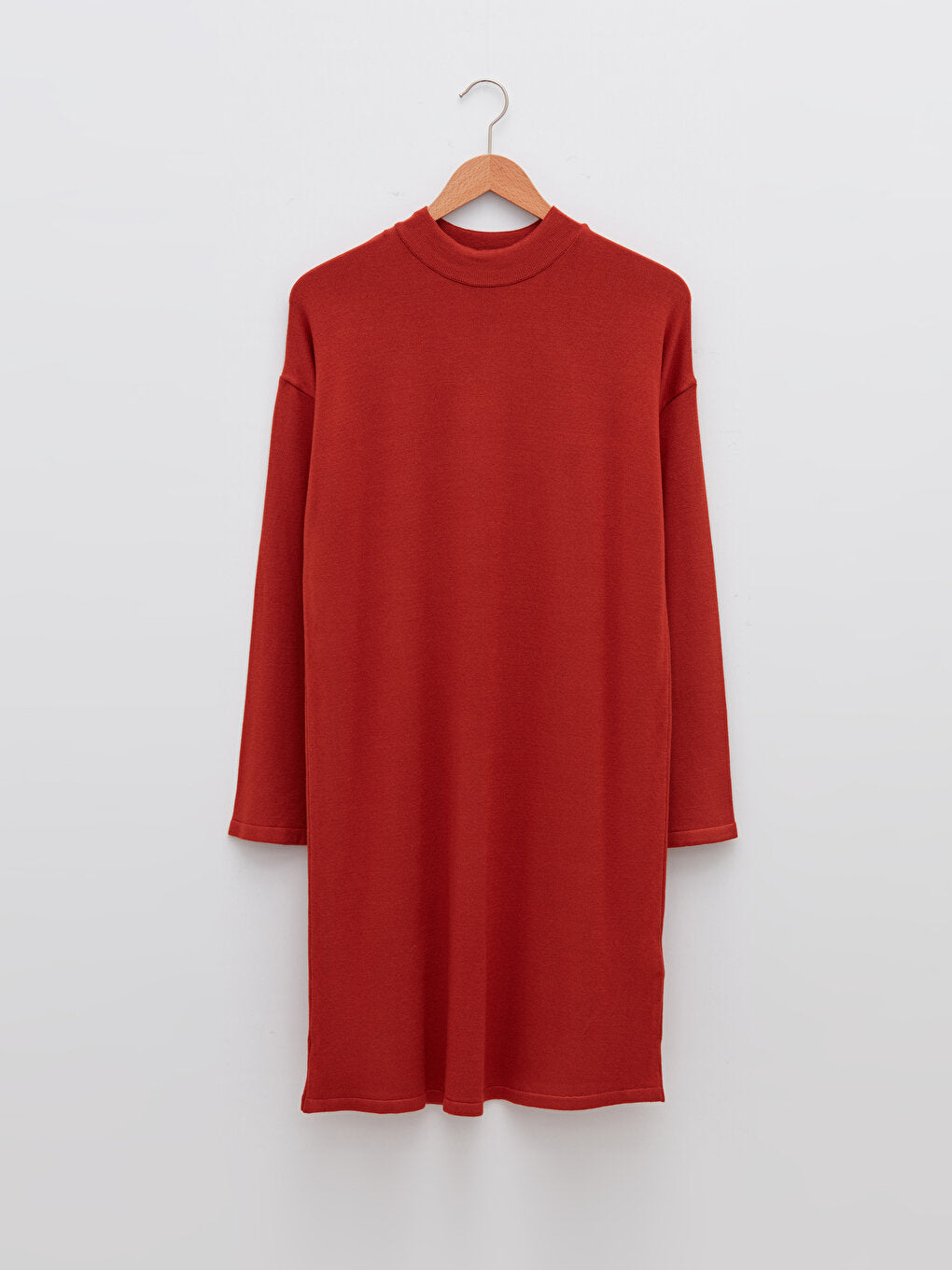 Half Turtleneck Plain Long Sleeve Women's Knitwear Tunic