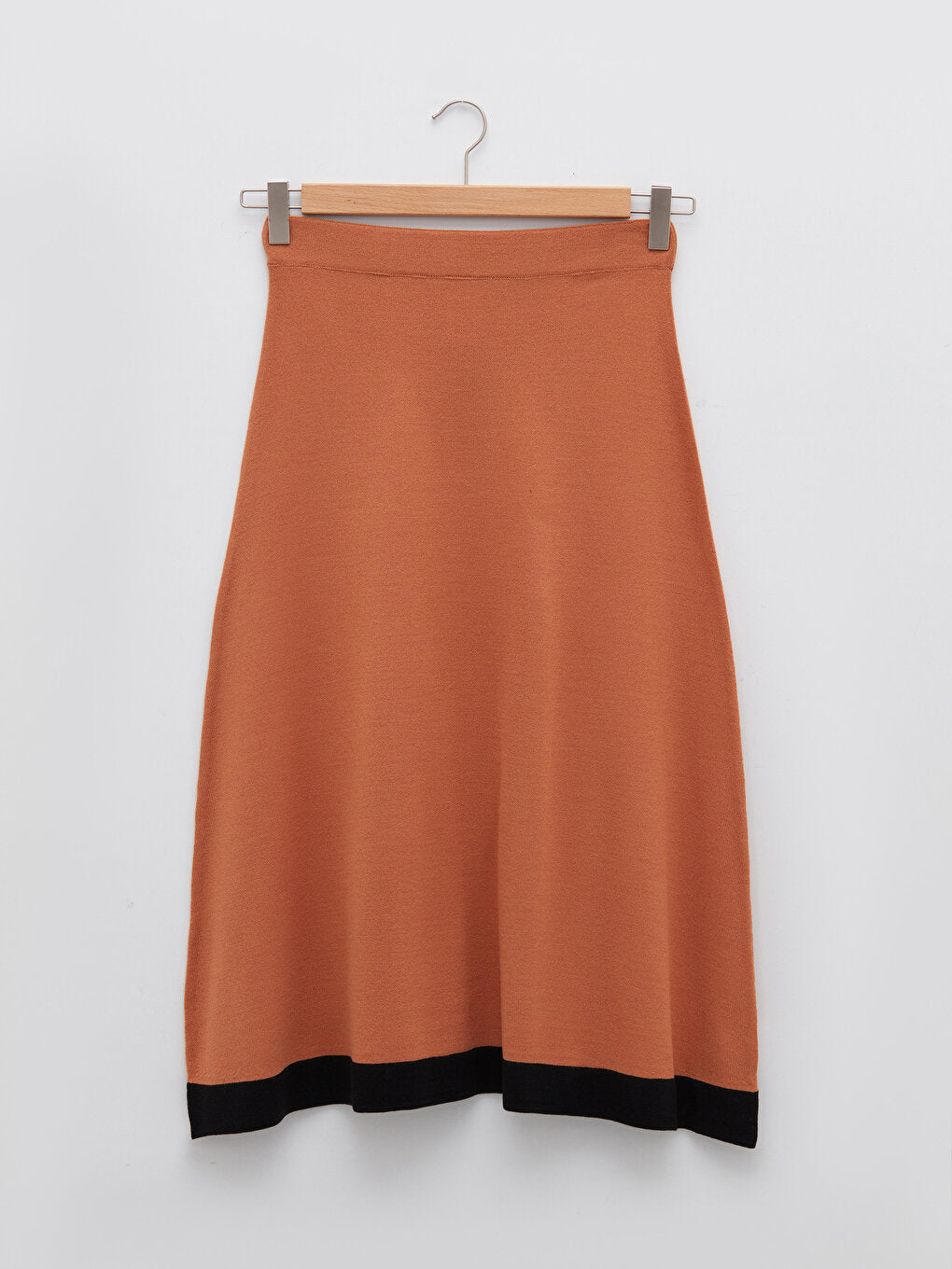 Women's Knitted Skirt with Elastic Waist and Ribbon Detail