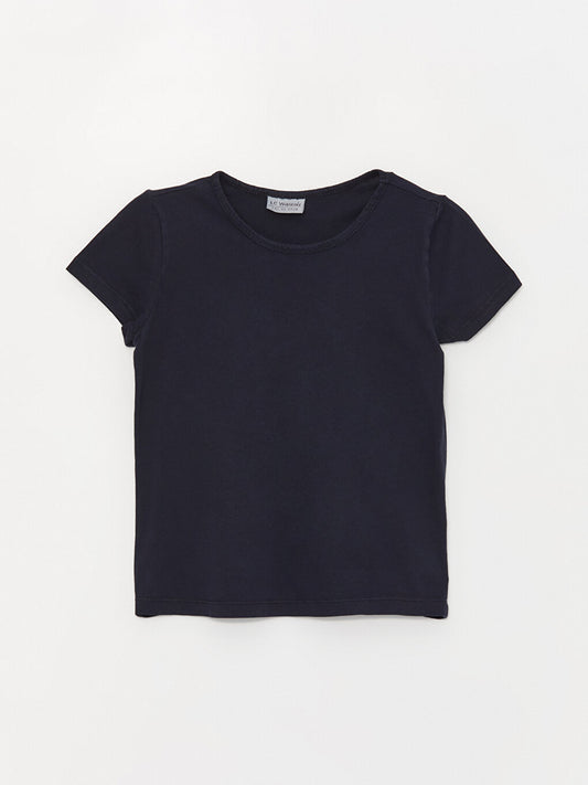 Crew Neck Basic Short Sleeve Girl's T-Shirt