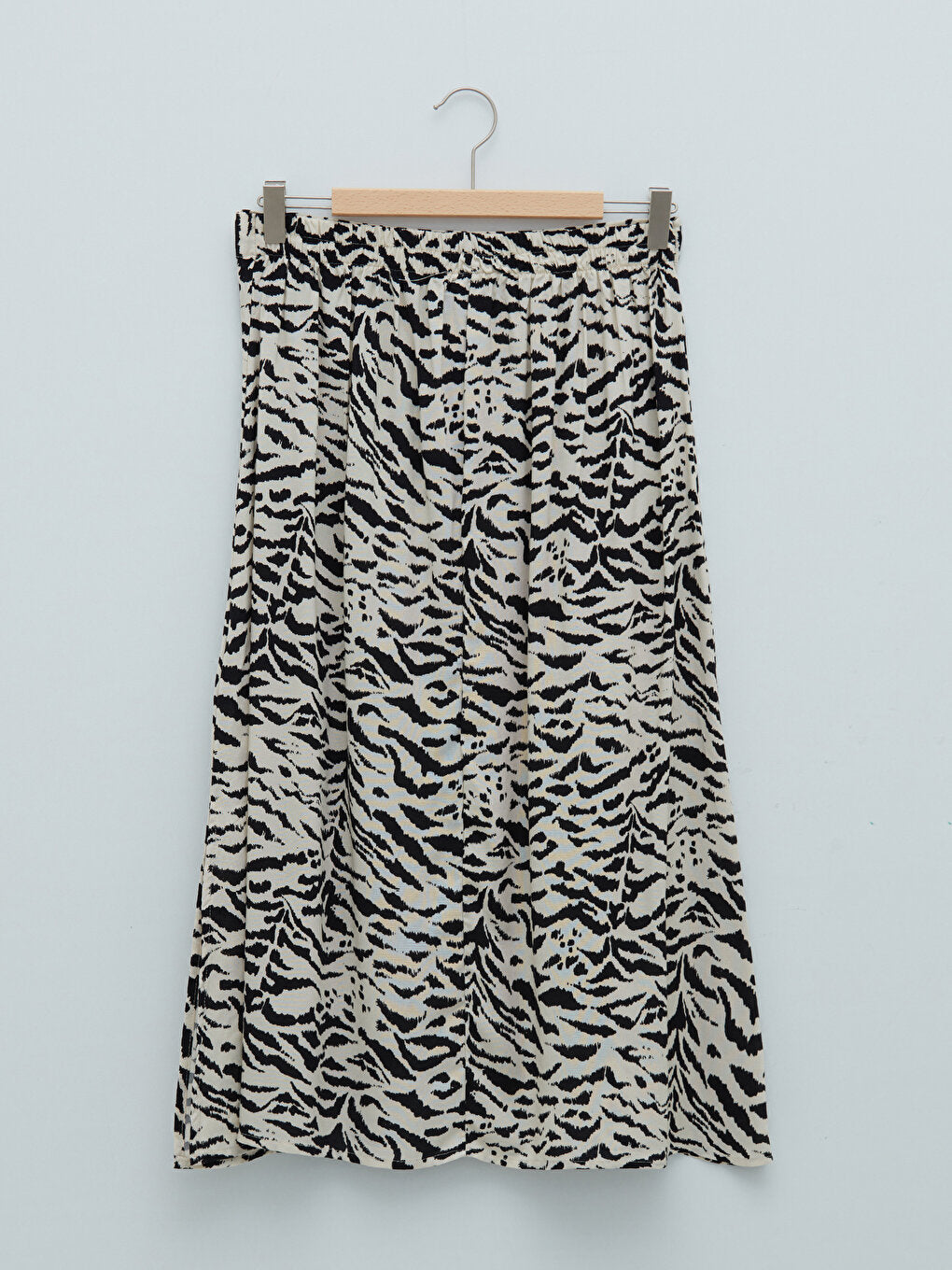 Patterned Viscose Women's Skirt with Elastic Waist