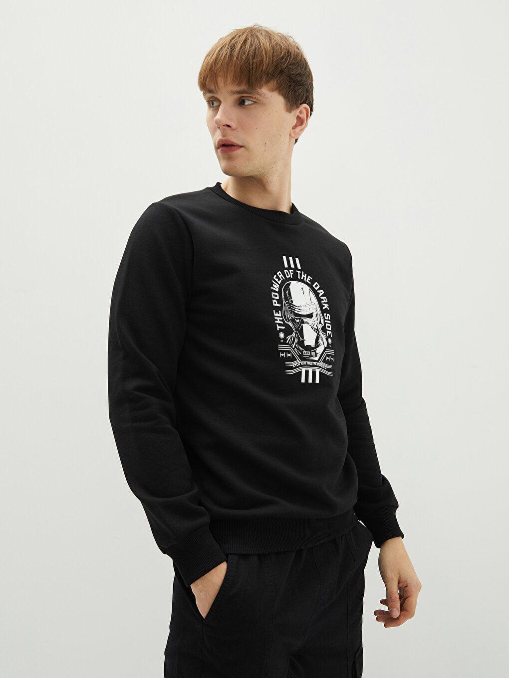 Crew Neck Long Sleeve Star Wars Printed Men's Sweatshirt