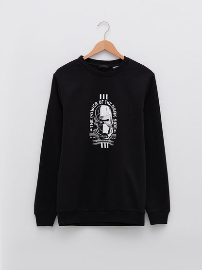 Crew Neck Long Sleeve Star Wars Printed Men's Sweatshirt