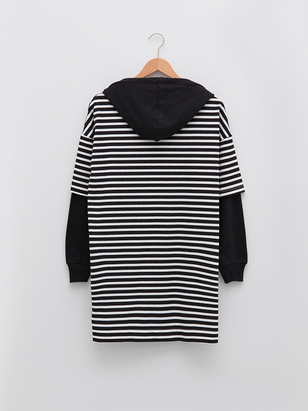 Hooded Striped Long Sleeve Women's Sweatshirt Tunic