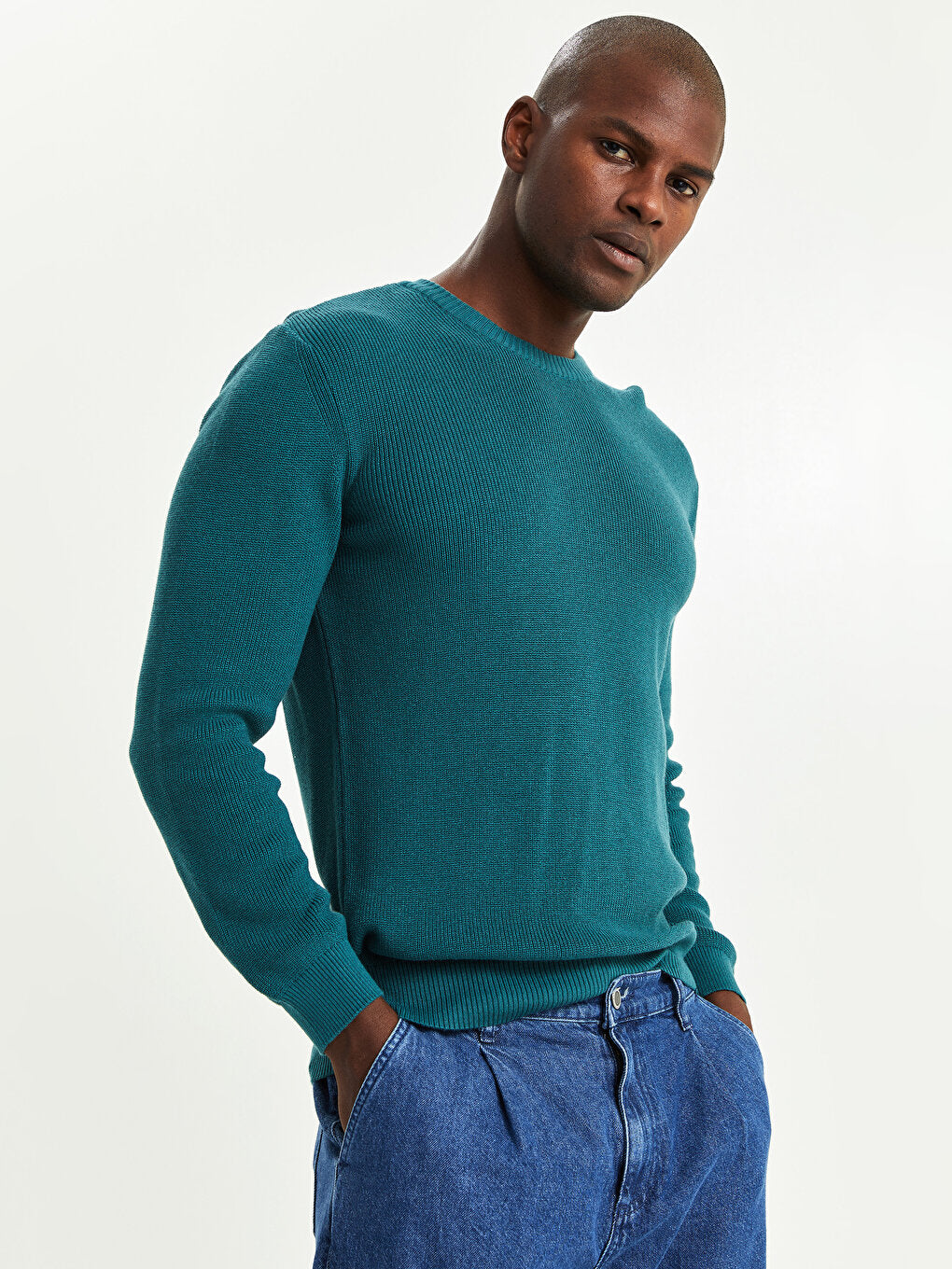 Crew Neck Long Sleeve Men's Knitwear Sweater