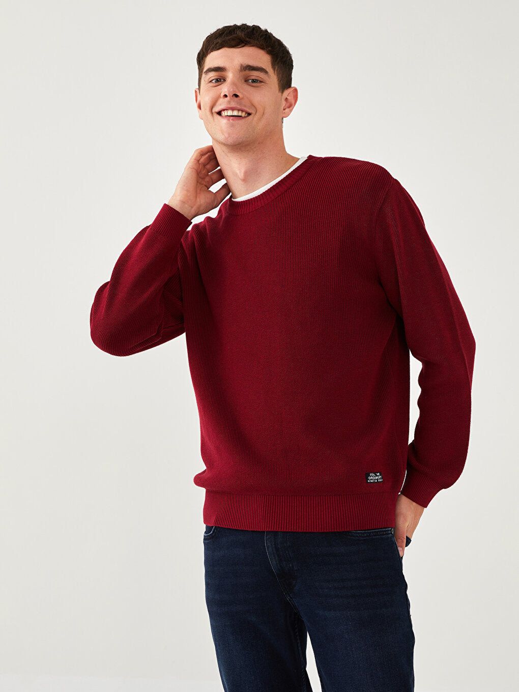 Crew Neck Long Sleeve Men's Knitwear Sweater