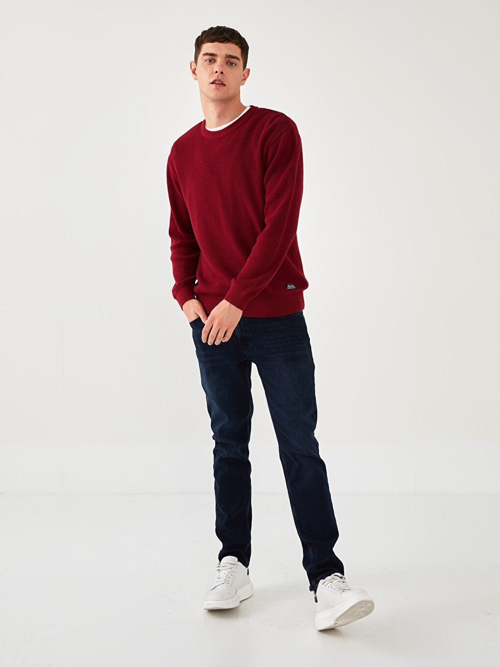 Crew Neck Long Sleeve Men's Knitwear Sweater