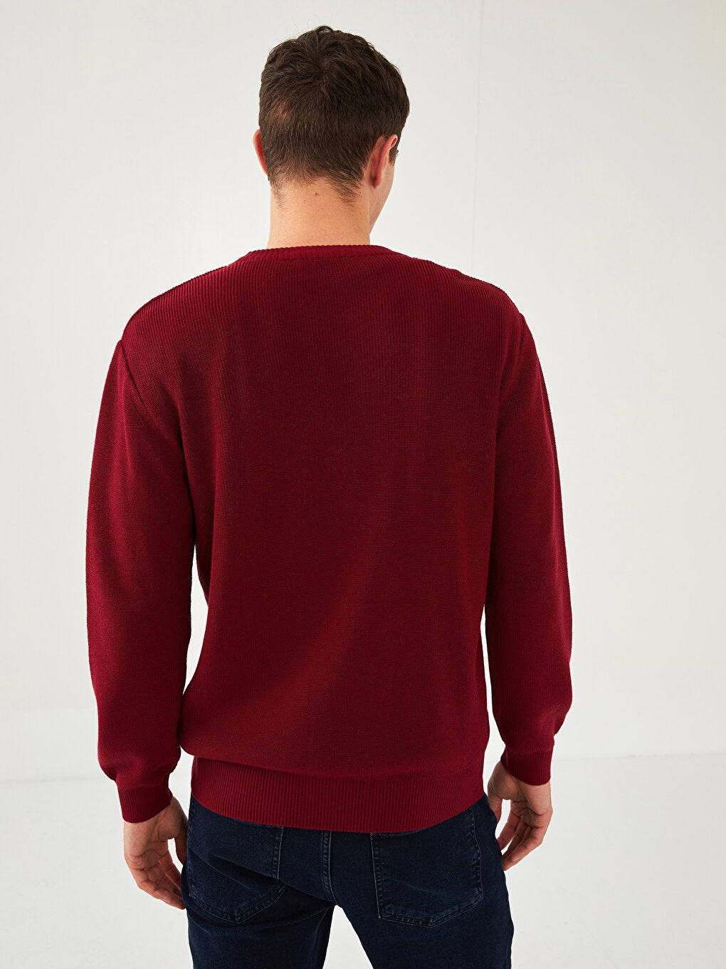 Crew Neck Long Sleeve Men's Knitwear Sweater