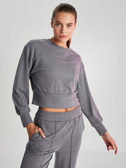 Crew Neck Plain Long Sleeve Women's Sweatshirt