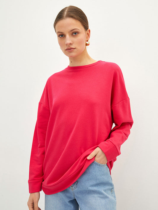 Crew Neck Plain Long Sleeve Women's Sweatshirt