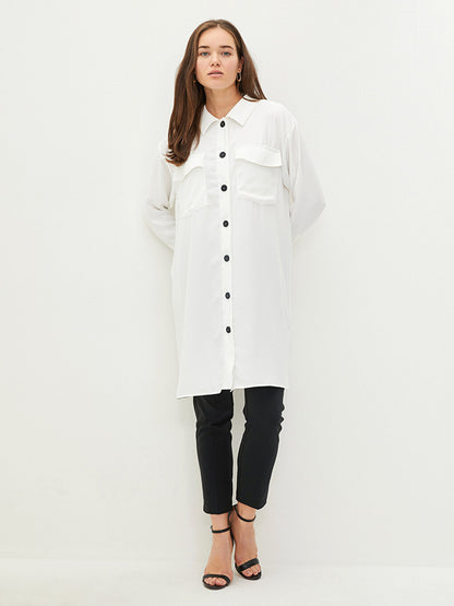 Plain Long Sleeve Crepe Women's Shirt Tunic