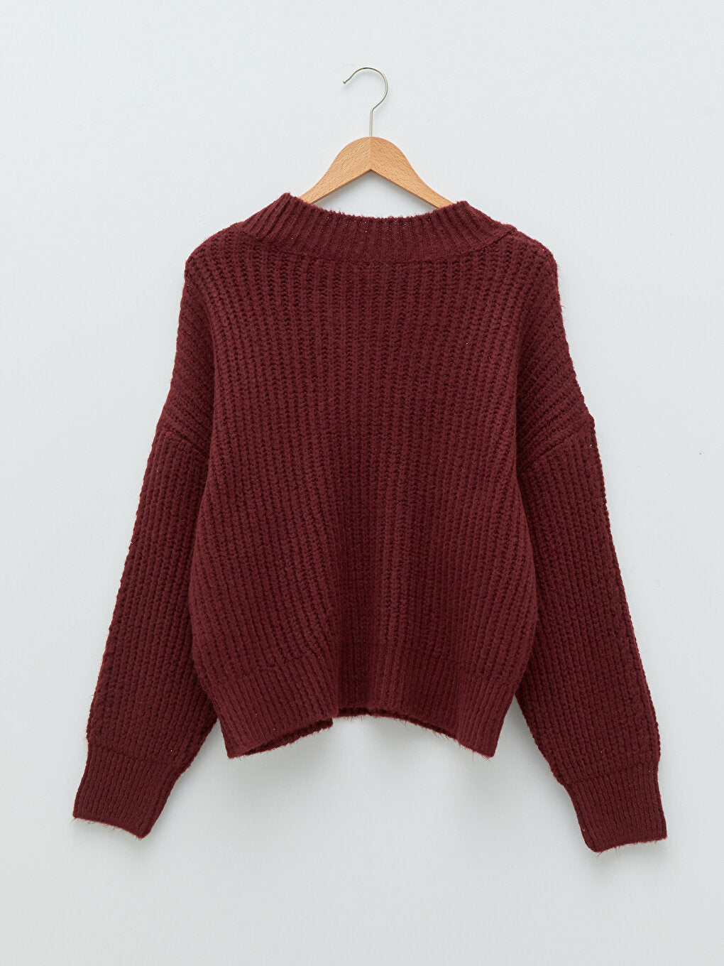 High Collar Openwork Long Sleeve Women's Knitwear Sweater