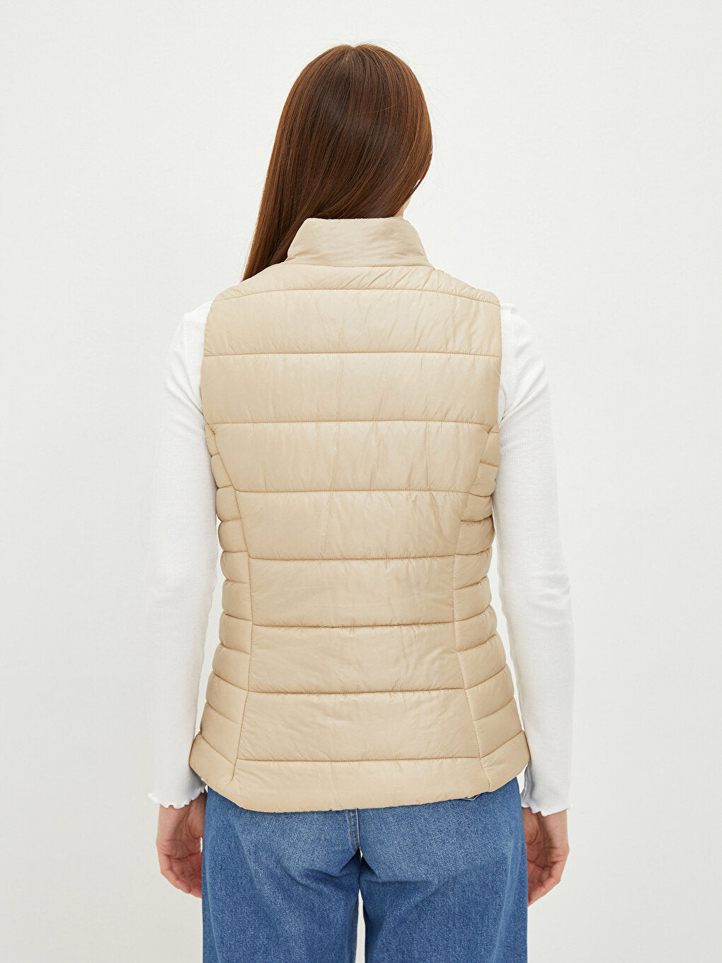 Stand-up Collar Flat Pocket Detailed Women's Puffer Vest