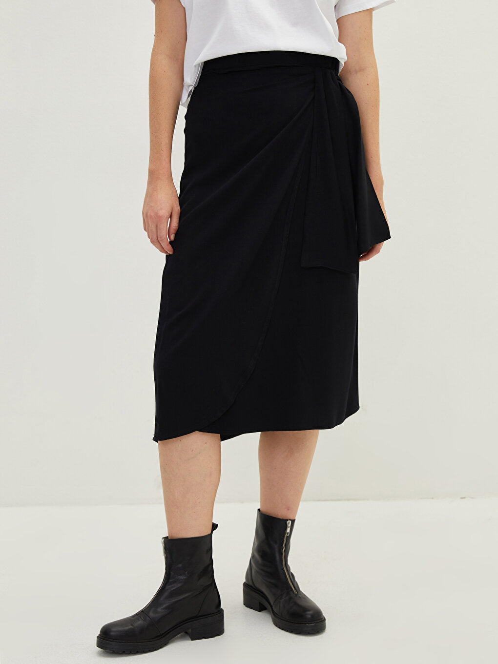 Women's Viscose Skirt with Zipper Waist and Ruffle Detail