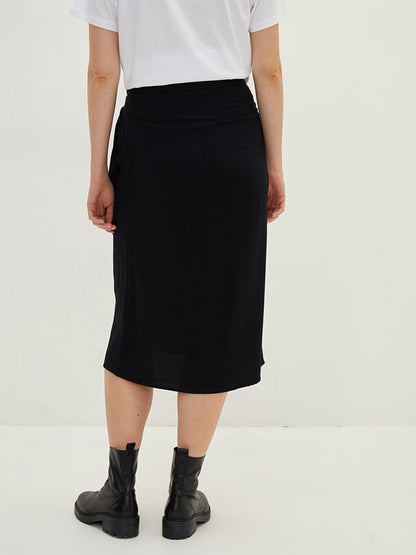 Women's Viscose Skirt with Zipper Waist and Ruffle Detail