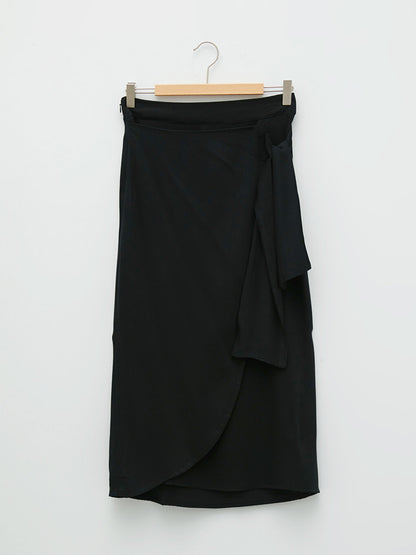 Women's Viscose Skirt with Zipper Waist and Ruffle Detail