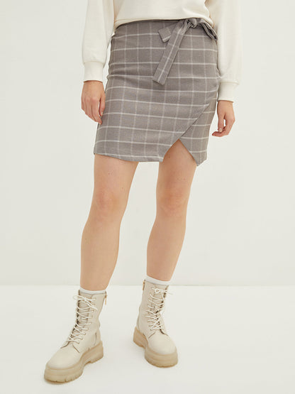 Plaid Women's Skirt with Belted Waist