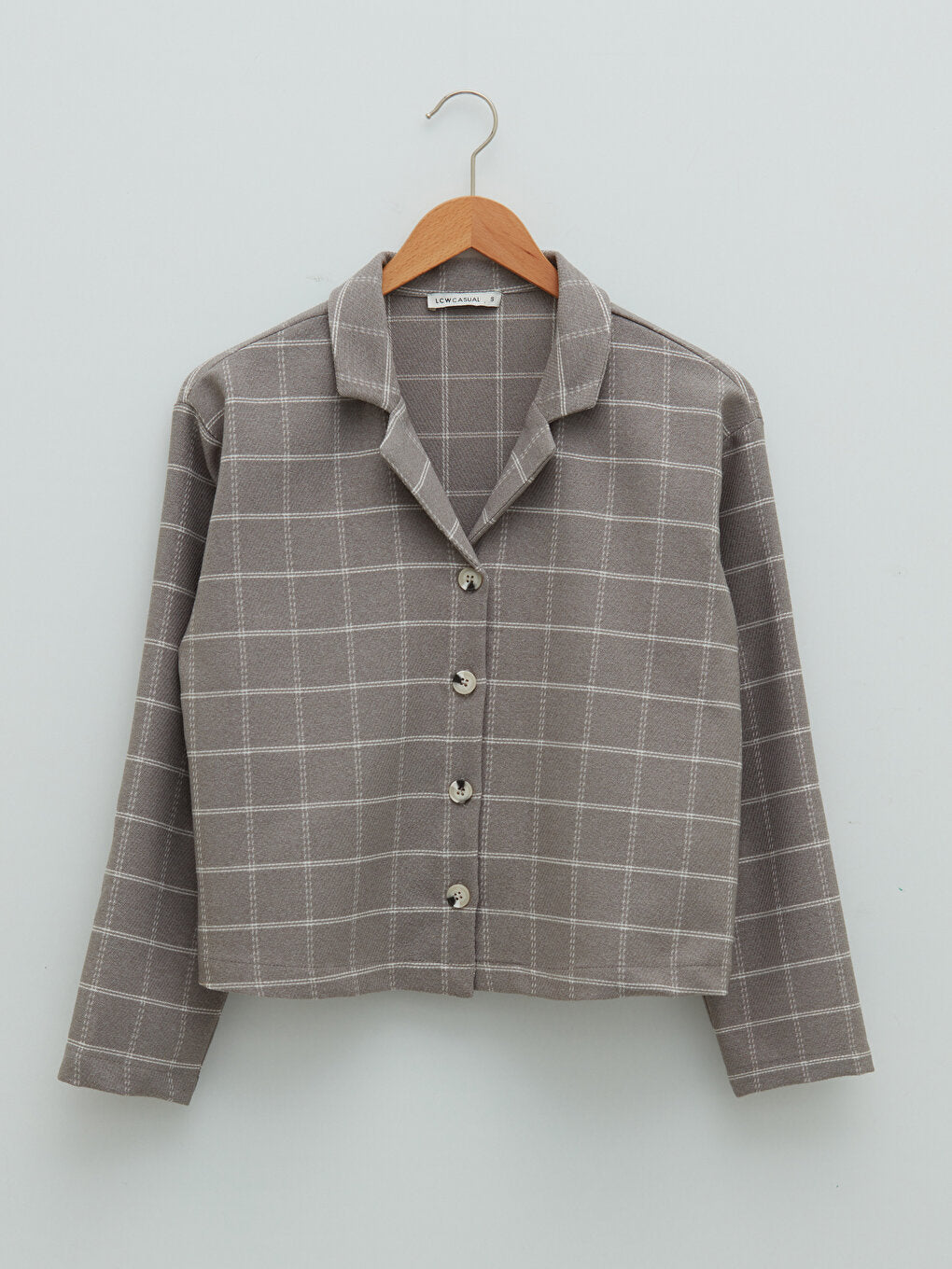 Front Button Closure Long Sleeve Plaid Women's Shirt Jacket