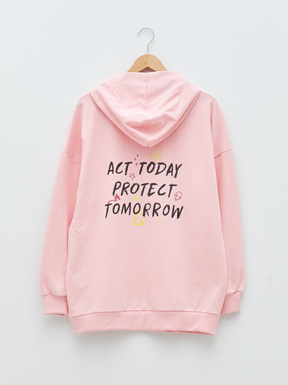 Hooded Printed Long Sleeve Women's Sweatshirt