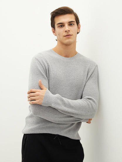 Crew Neck Long Sleeve Men's Knitwear Sweater