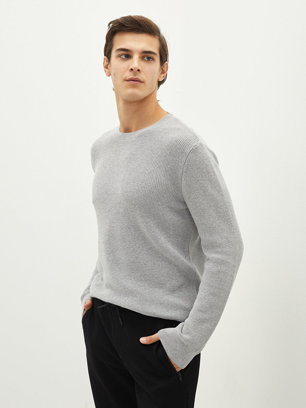 Crew Neck Long Sleeve Men's Knitwear Sweater