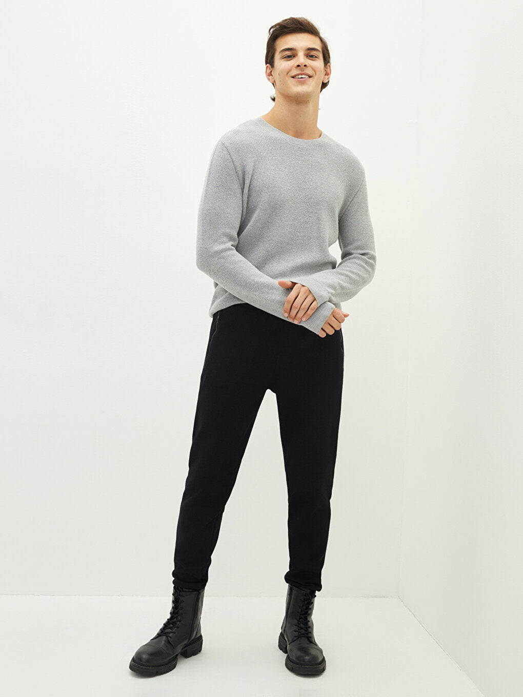 Crew Neck Long Sleeve Men's Knitwear Sweater