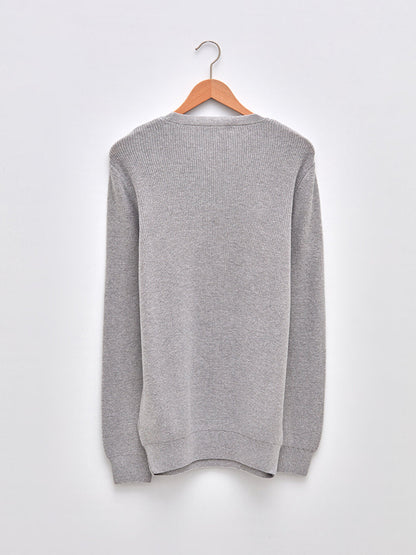 Crew Neck Long Sleeve Men's Knitwear Sweater