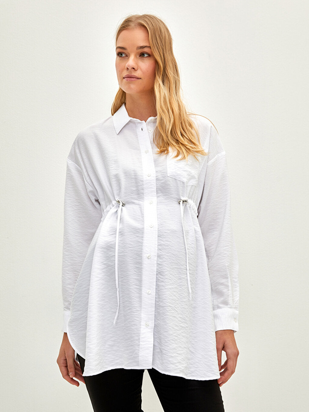 Plain Long Sleeve Maternity Shirt Tunic