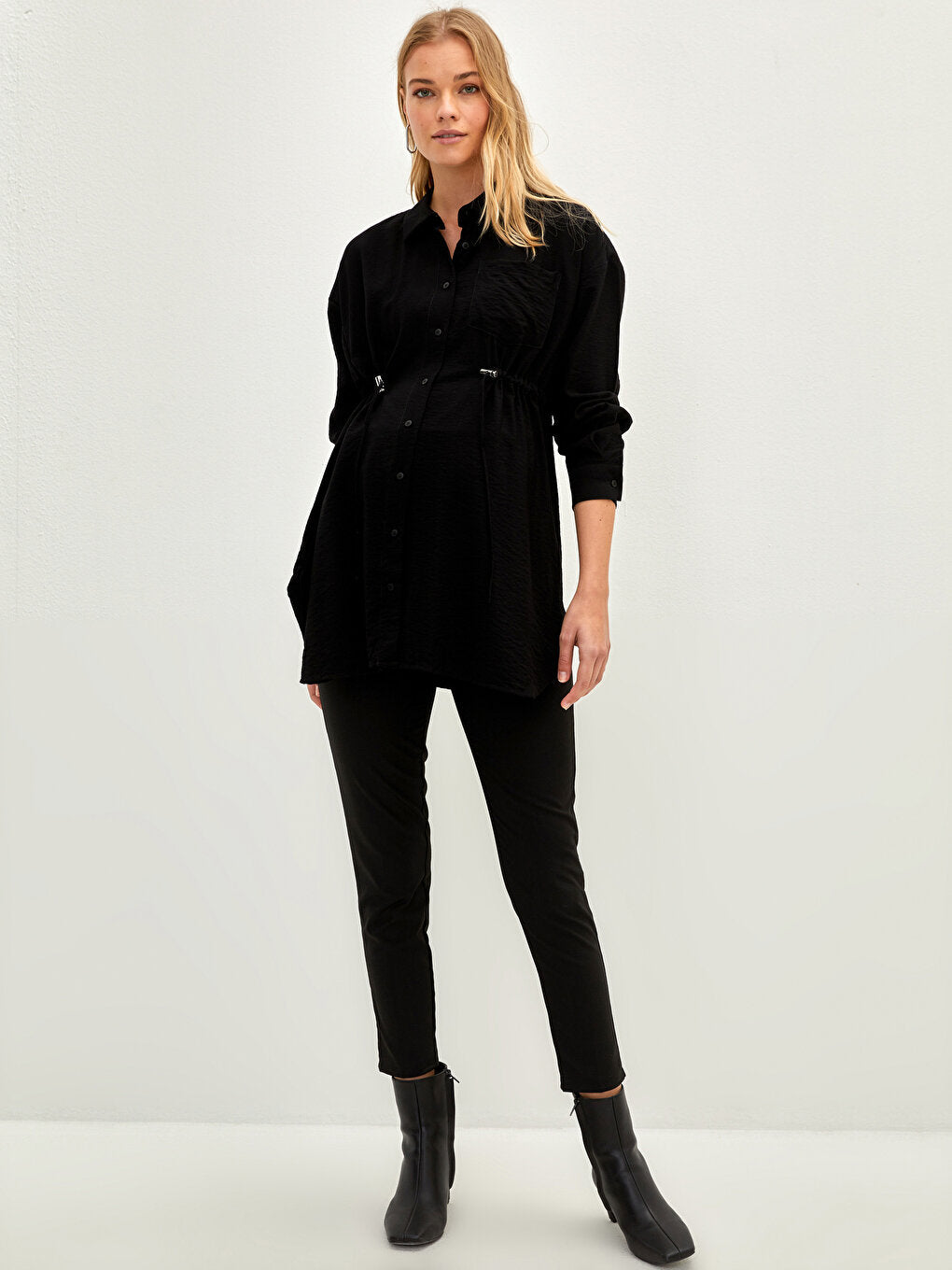 Plain Long Sleeve Maternity Shirt Tunic