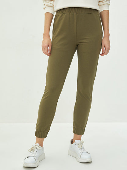 Women's Sweatpants with Elastic Waist and Flat Pocket Detail