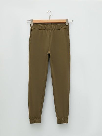 Women's Sweatpants with Elastic Waist and Flat Pocket Detail