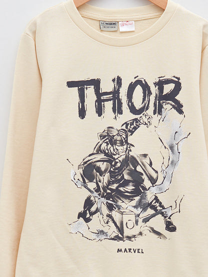 Crew Neck Thor Printed Long Sleeve Boy's Sweatshirt