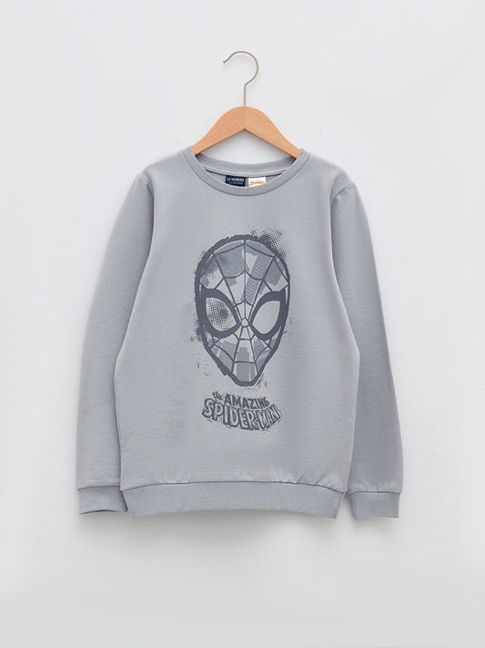 Crew Neck Spiderman Printed Long Sleeve Boy's Sweatshirt