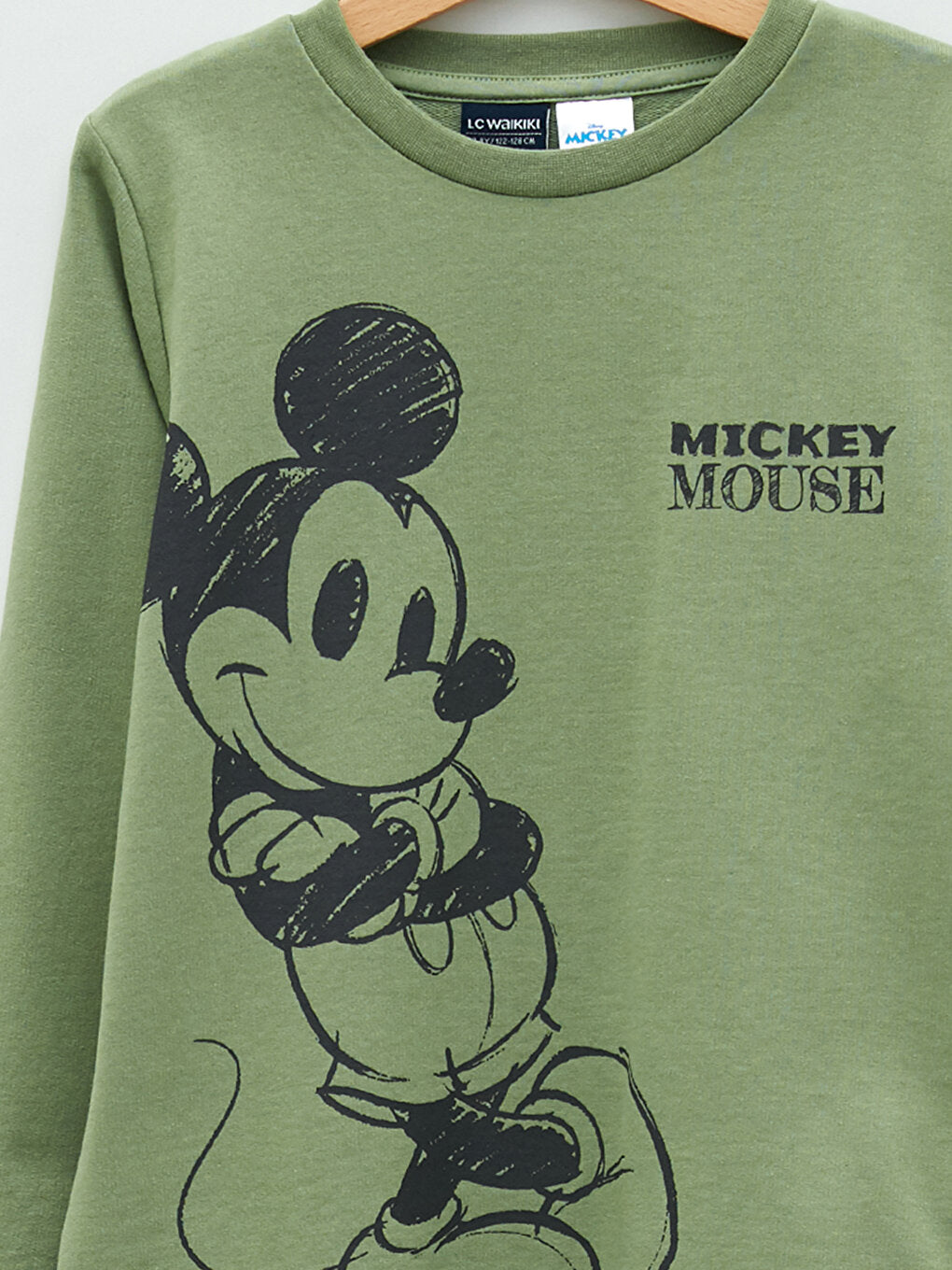 Crew Neck Mickey Mouse Printed Long Sleeve Boy's Sweatshirt