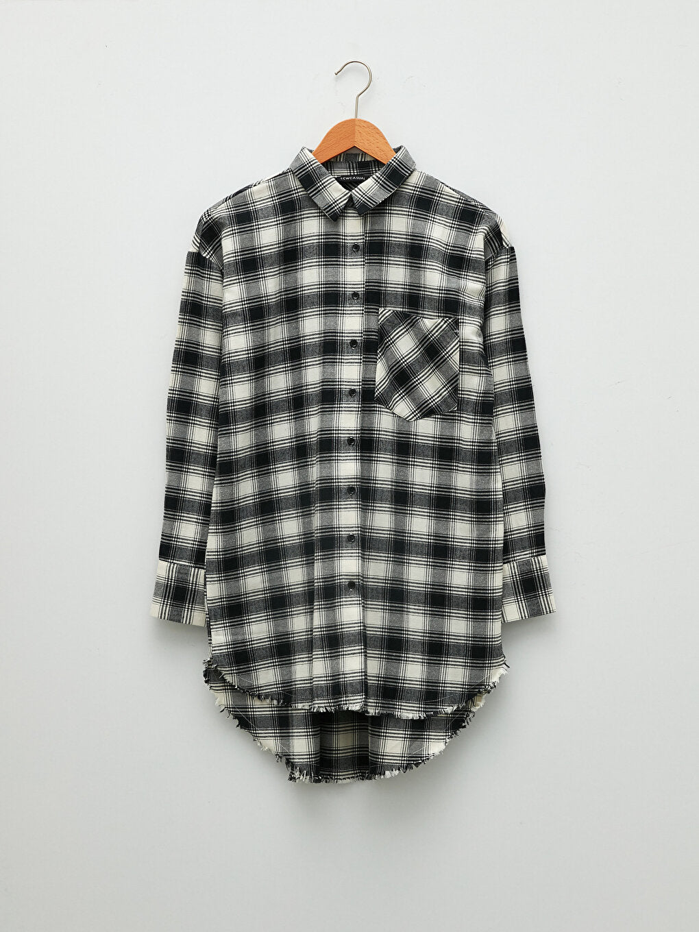 Plaid Long Sleeve Gabardine Women's Shirt Tunic