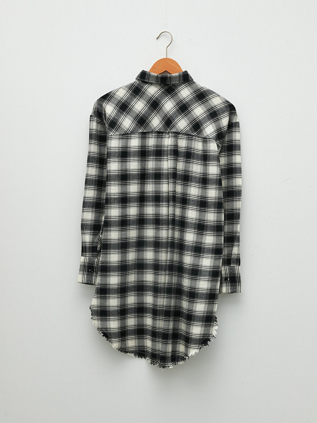 Plaid Long Sleeve Gabardine Women's Shirt Tunic