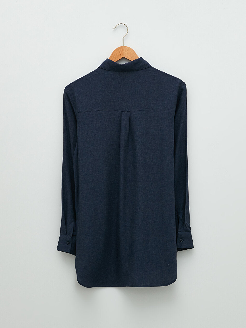 Front Button Closure Plain Long Sleeve Gabardine Women's Shirt