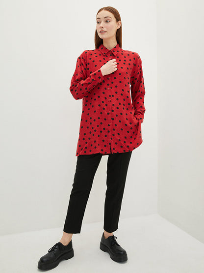 Polka Dot Long Sleeve Oversize Women's Shirt Tunic