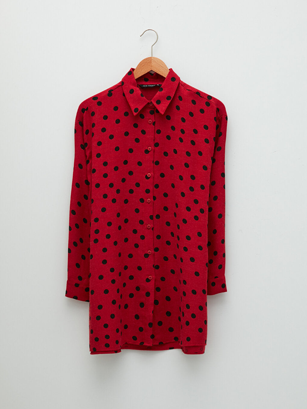 Polka Dot Long Sleeve Oversize Women's Shirt Tunic