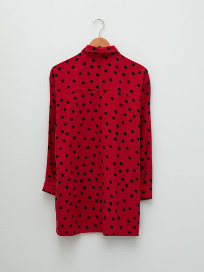 Polka Dot Long Sleeve Oversize Women's Shirt Tunic