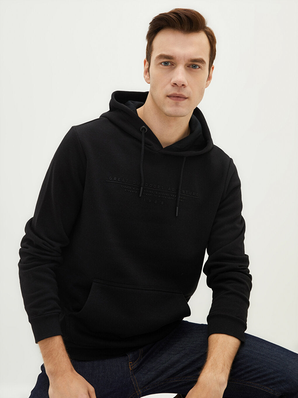 Long Sleeve Embroidered Men's Hoodie