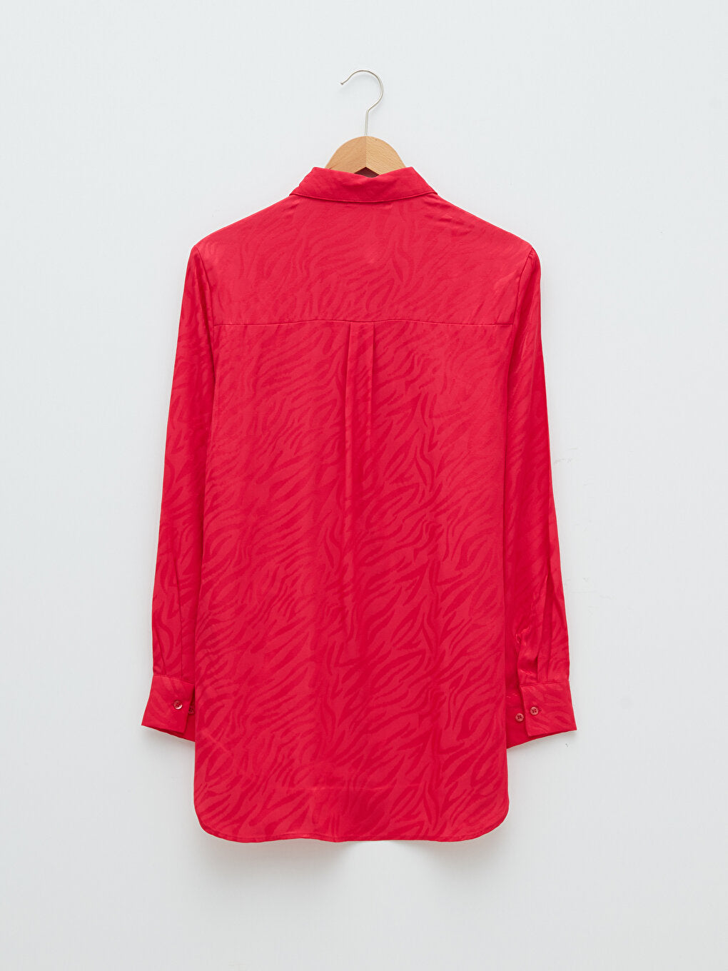 Front Button Closure Self-Patterned Long Sleeve Viscose Women's Shirt