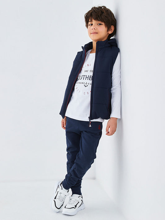 Hooded Basic Boys Puffer Vest