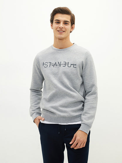 Crew Neck Long Sleeve Istanbul Printed Men's Sweatshirt