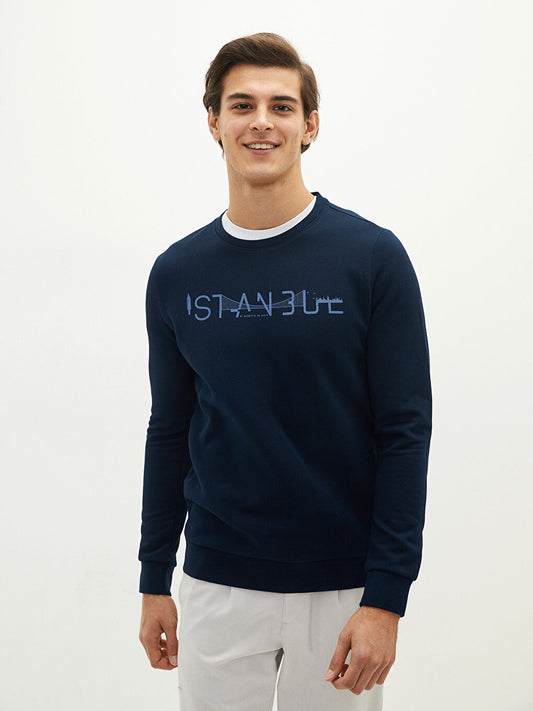 Crew Neck Long Sleeve Istanbul Printed Men's Sweatshirt