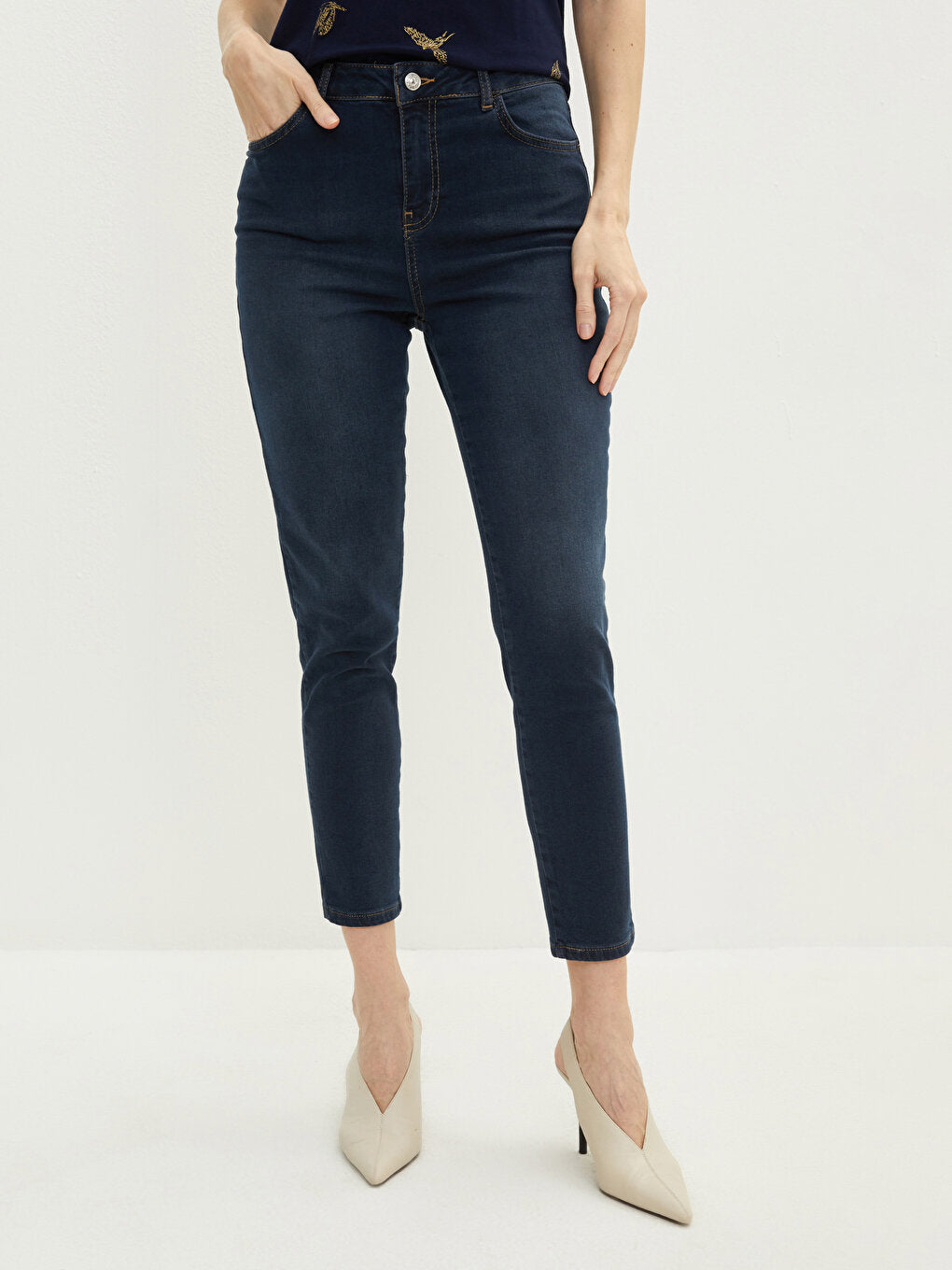 Skinny Fit Women's Rodeo Jean Trousers with Pocket Detail