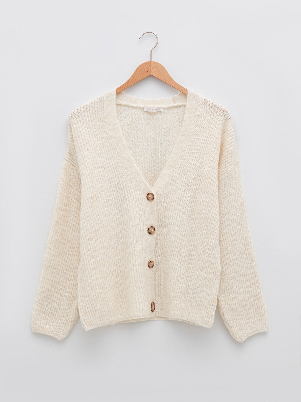 V-Neck Plain Long Sleeve Women's Knitwear Cardigan